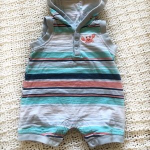 Hooded striped romper
